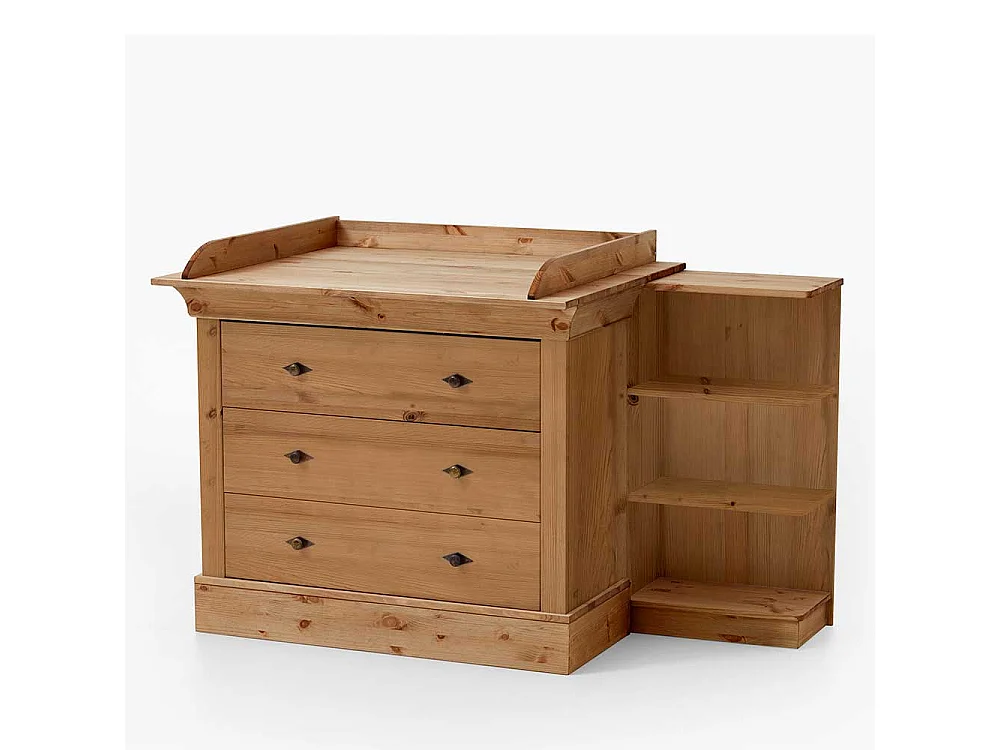 Wickelkommode aus Kiefer teilmassiv drei Schubladen