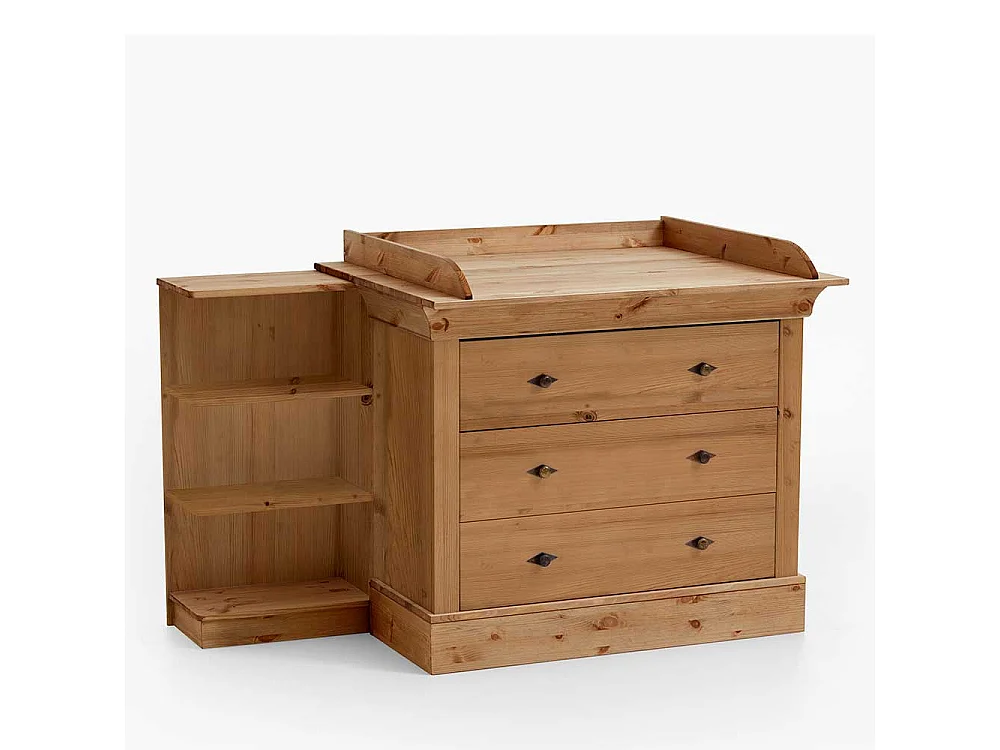 Wickelkommode aus Kiefer teilmassiv drei Schubladen