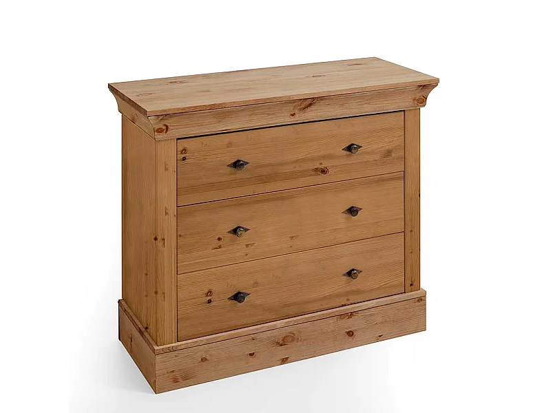 Wickelkommode aus Kiefer teilmassiv drei Schubladen
