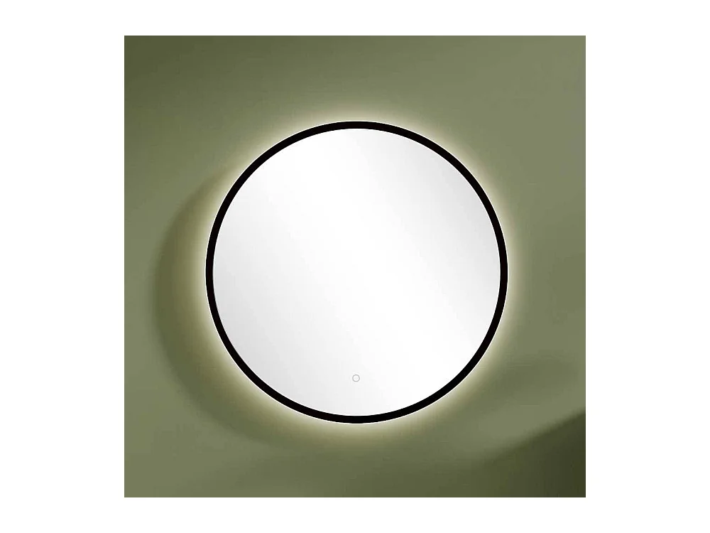 Runder Wandspiegel Bad mit Metallrahmen Schwarz