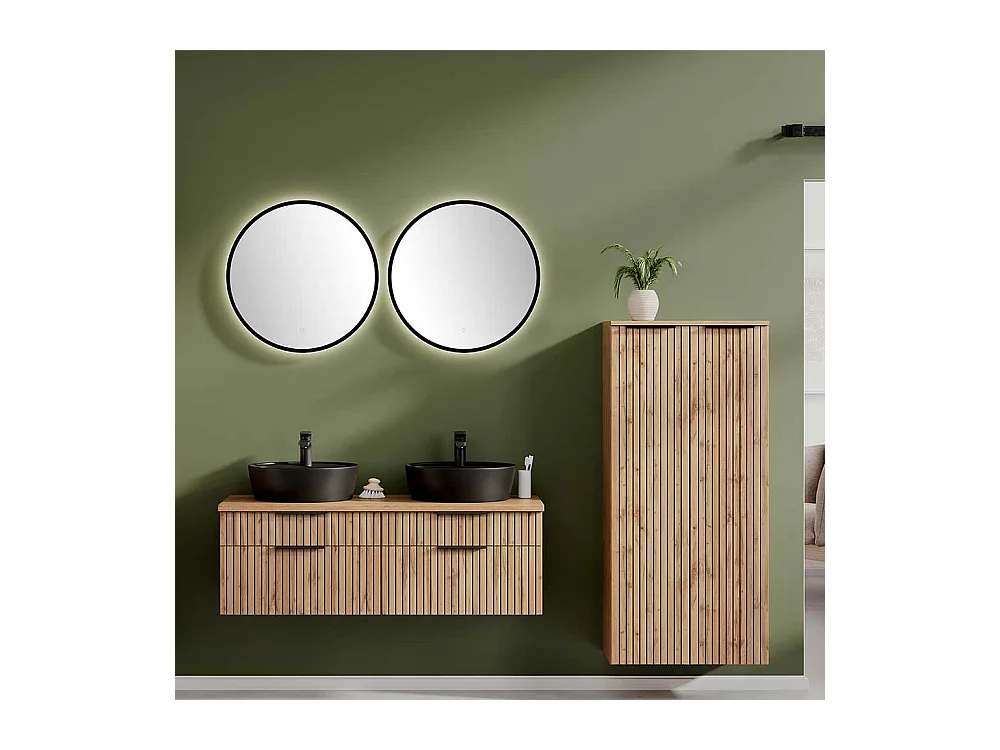 Runder Wandspiegel Bad mit Metallrahmen Schwarz