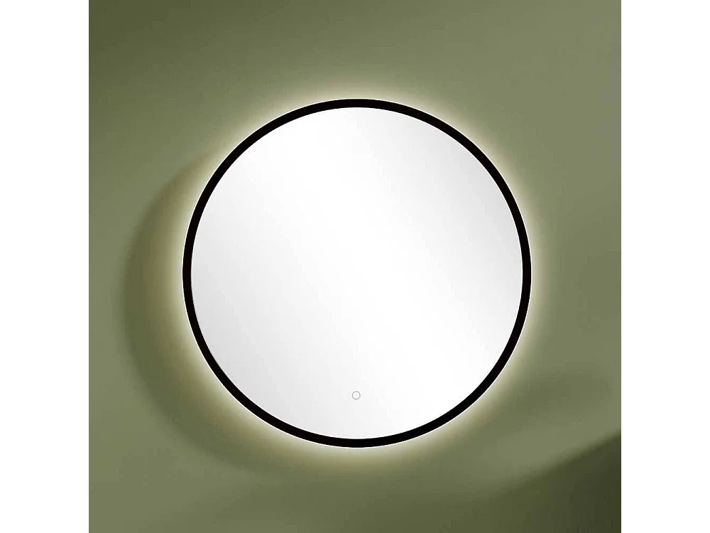 Runder Wandspiegel Bad mit Metallrahmen Schwarz