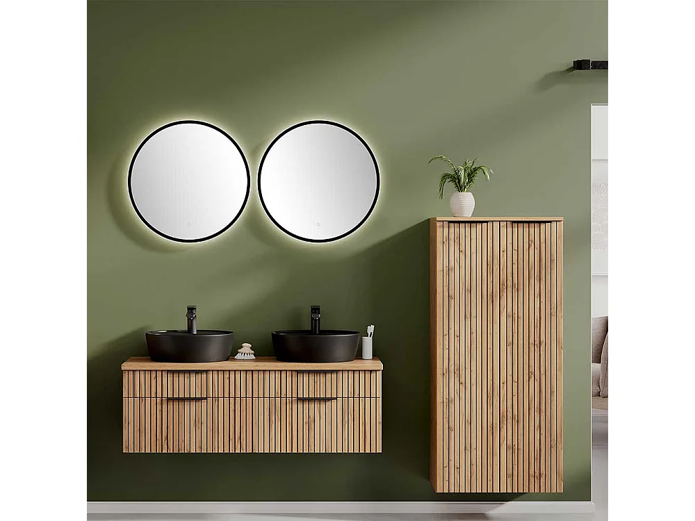 Runder Wandspiegel Bad mit Metallrahmen Schwarz