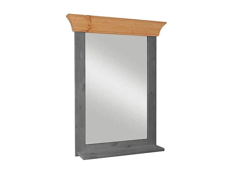Garderobenspiegel mit Ablage in Kieferfarben und Grau Landhausstil