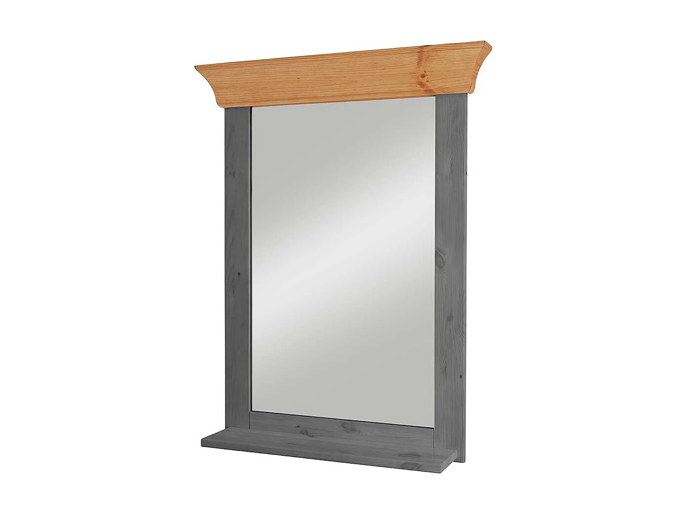 Garderobenspiegel mit Ablage in Kieferfarben und Grau Landhausstil