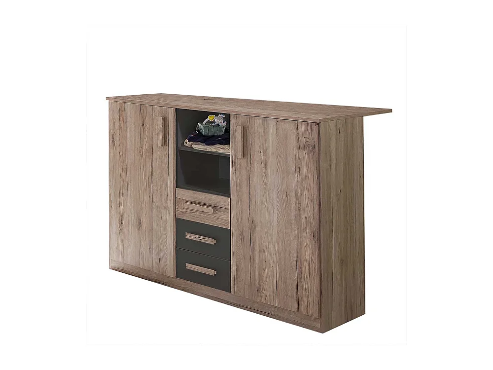 Moderne Babywickelkommode in Eiche San Remo Dunkelgrau