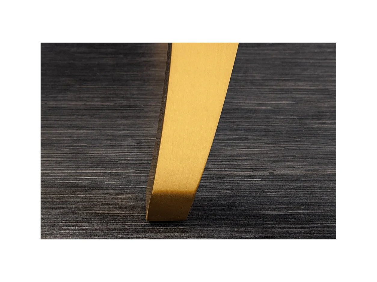 Table de salle à manger VELENA – Rectangulaire 200 cm – Verre trempé et acier doré – Style baroque chic