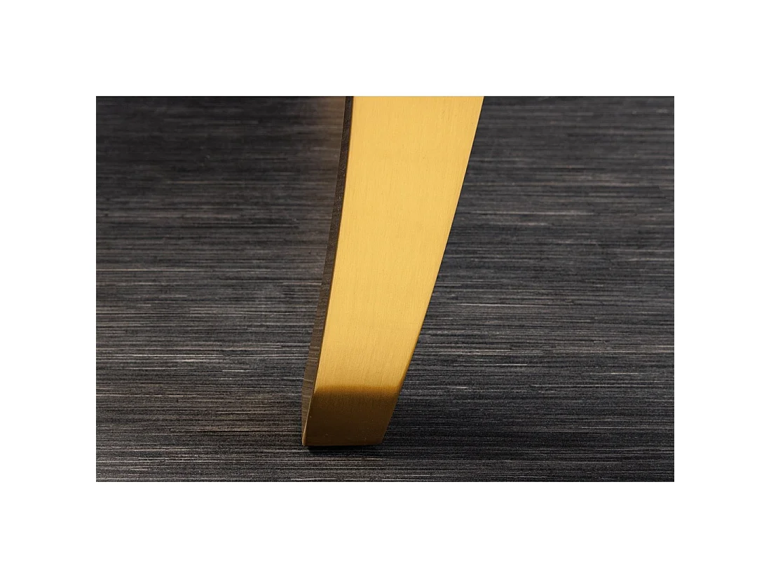 Eettafel VELENA – Rechthoekig 200 cm – Gehard glas en gouden staal – Barokke chique stijl