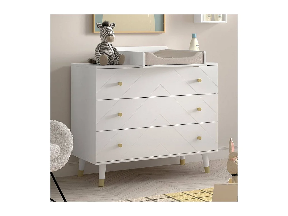 Wickelkommode Wickeltisch mit Aufsatz und drei Schubladen