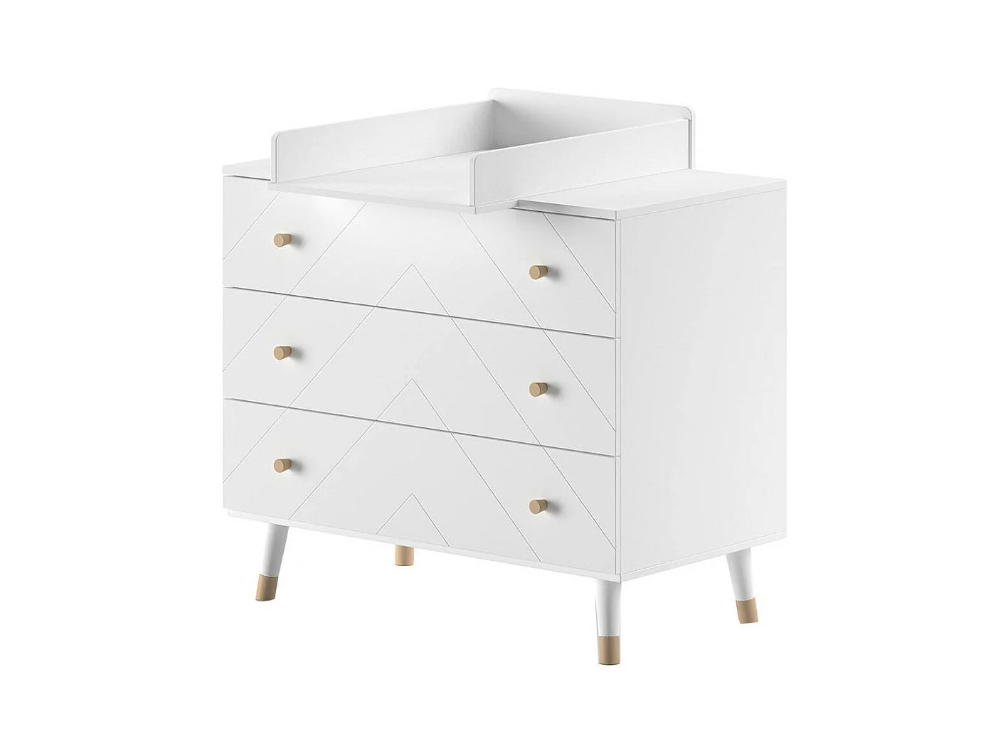 Wickelkommode Wickeltisch mit Aufsatz und drei Schubladen