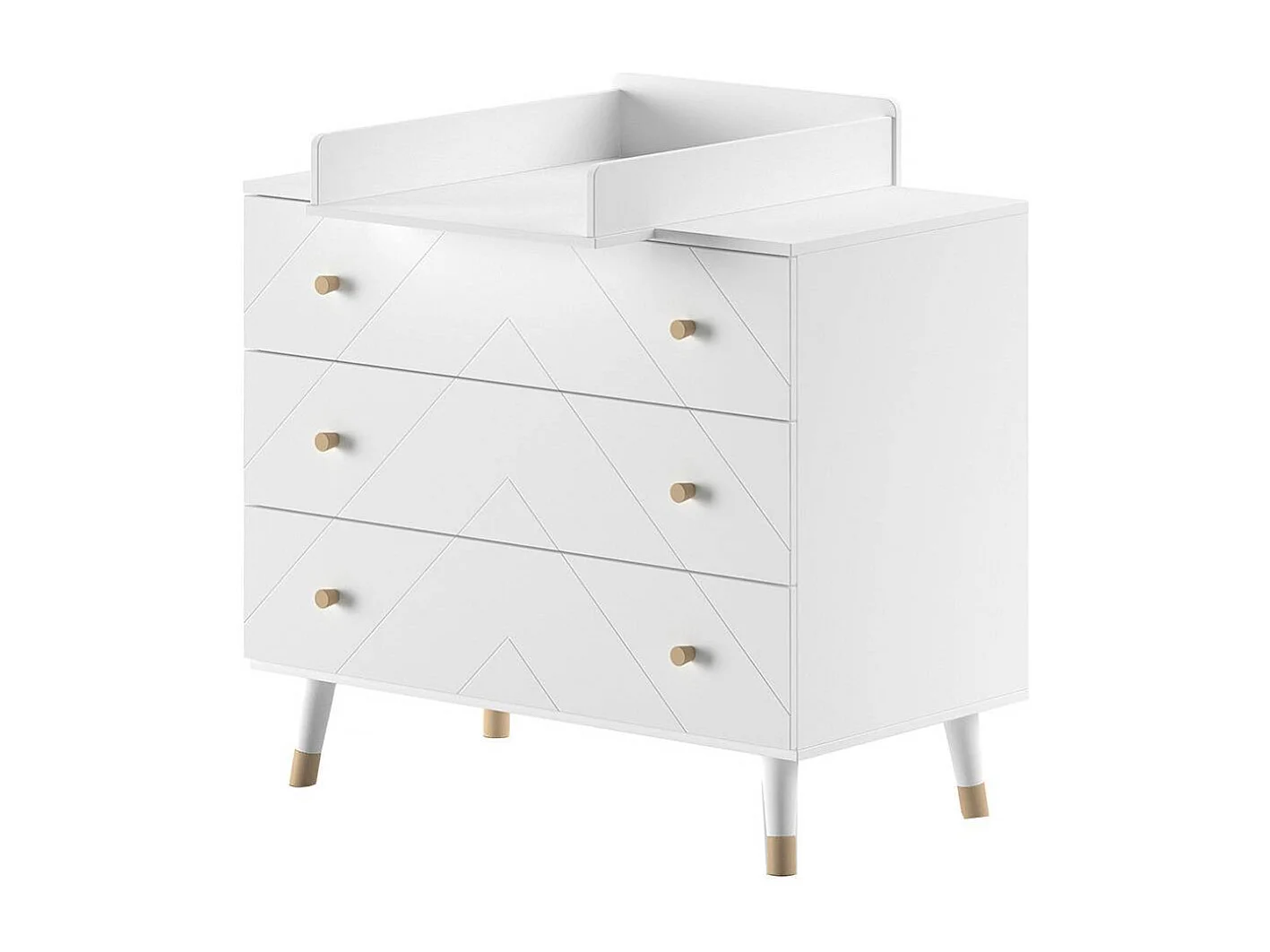 Wickelkommode Wickeltisch mit Aufsatz und drei Schubladen