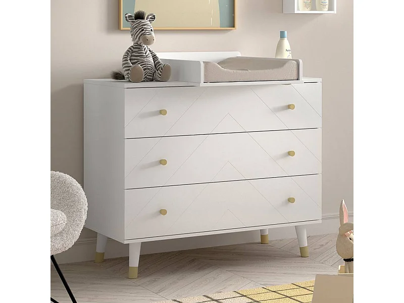 Wickelkommode Wickeltisch mit Aufsatz und drei Schubladen