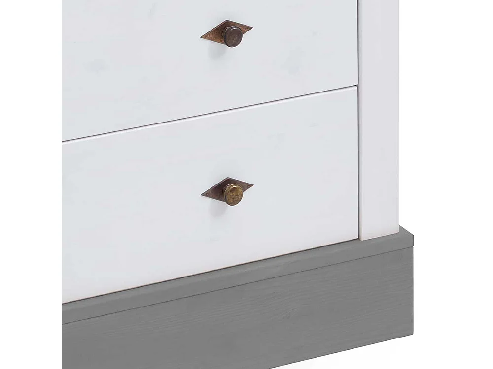 Wickeltisch in Weiß und Grau Kiefer teilmassiv