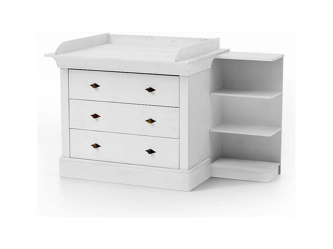 Wickeltisch in Weiß Kiefer teilmassiv