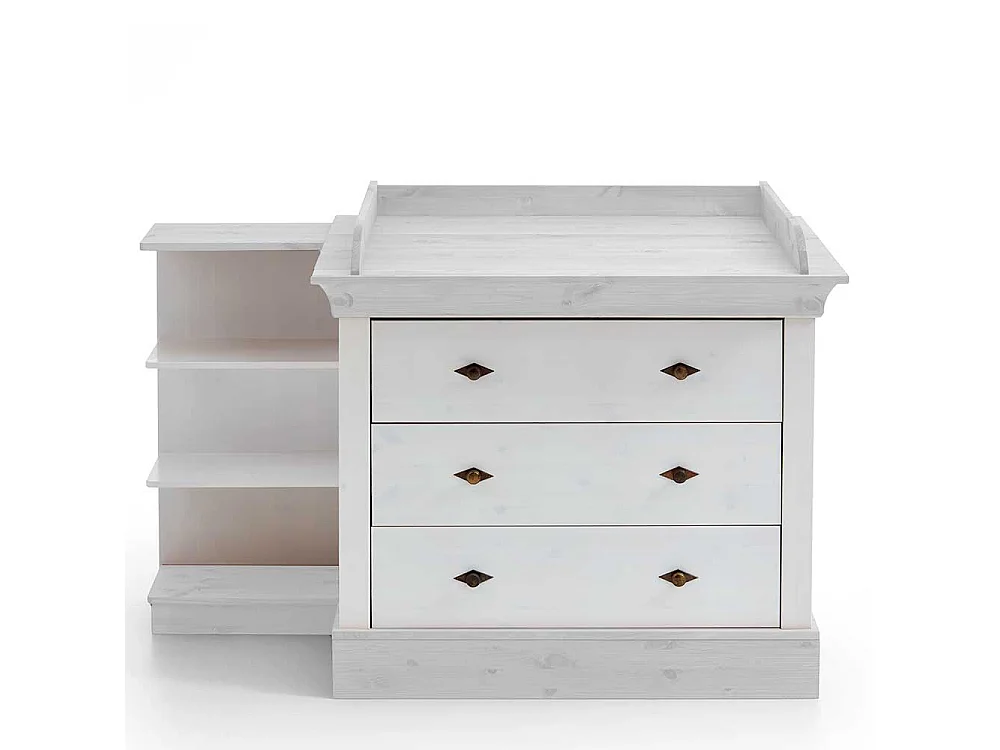 Wickeltisch in Weiß Kiefer teilmassiv