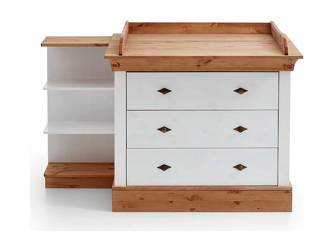 Babykommode in Weiß Kiefer teilmassiv