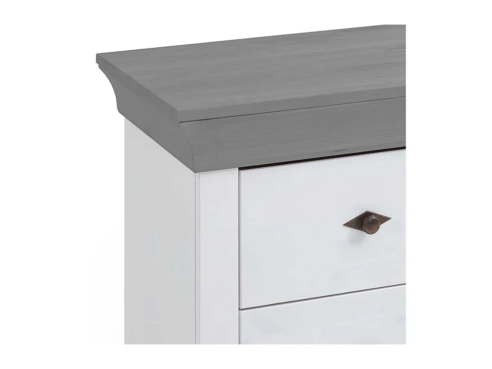 Wickeltisch in Weiß und Grau Kiefer teilmassiv