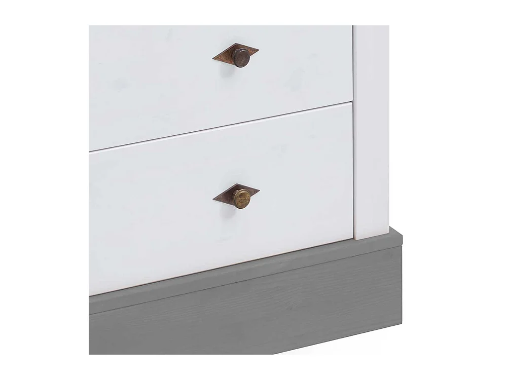 Wickeltisch in Weiß und Grau Kiefer teilmassiv