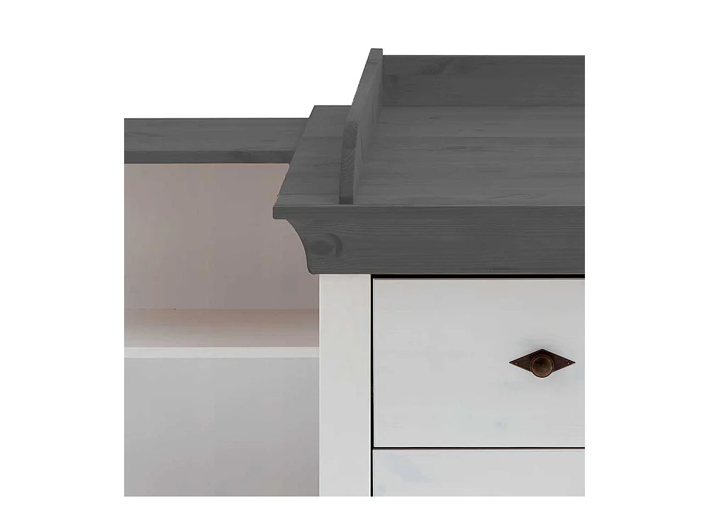 Wickeltisch in Weiß und Grau Kiefer teilmassiv