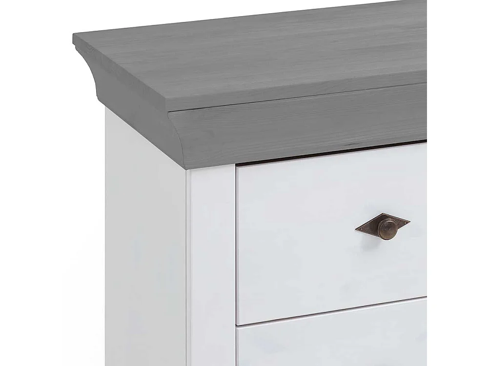 Wickeltisch in Weiß und Grau Kiefer teilmassiv