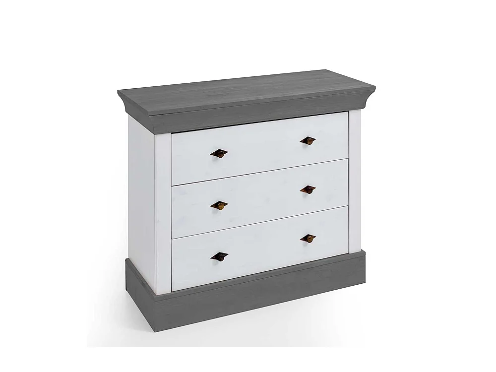 Wickeltisch in Weiß und Grau Kiefer teilmassiv