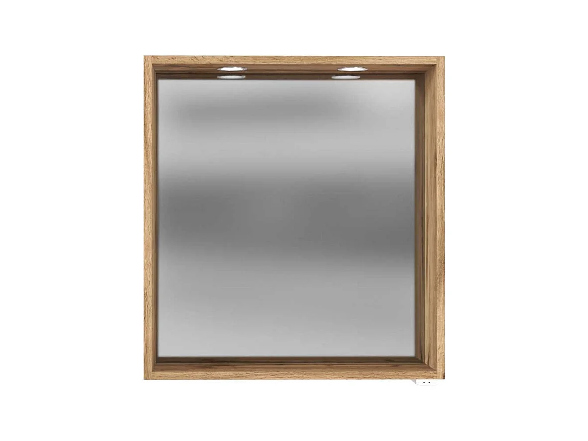 Badezimmerspiegel im Wildeiche Dekor LED Beleuchtung