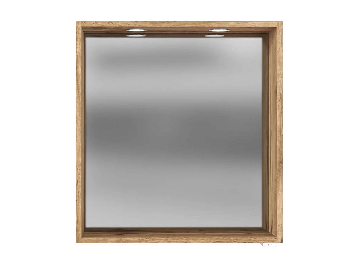 Badezimmerspiegel im Wildeiche Dekor LED Beleuchtung