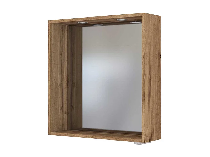 Badezimmerspiegel im Wildeiche Dekor LED Beleuchtung