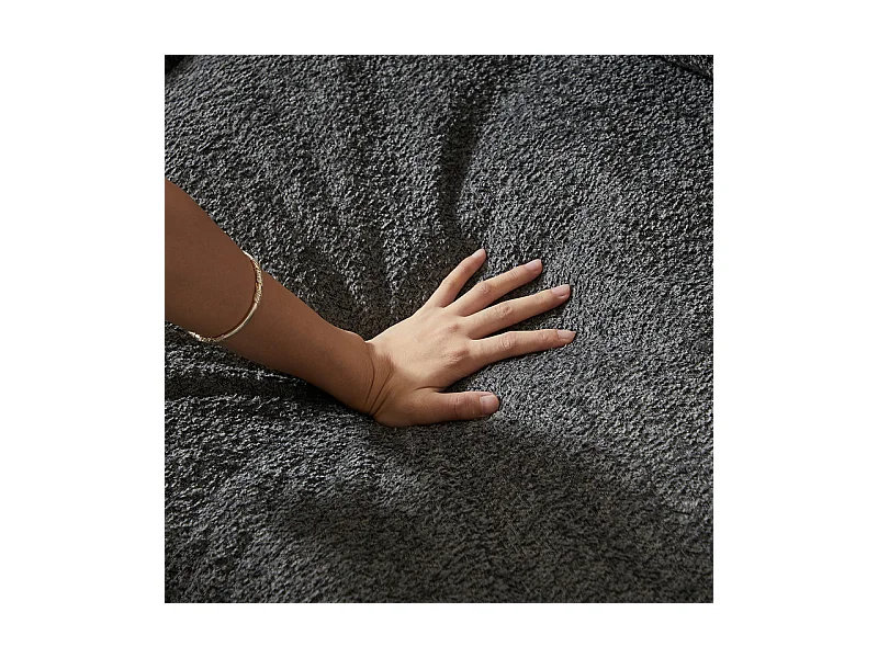 Canapé 3 places d'angle modulable, avec méridienne incurvé réversible, 3 oreillers et oreillers cervicaux, tissu chenille, Gris