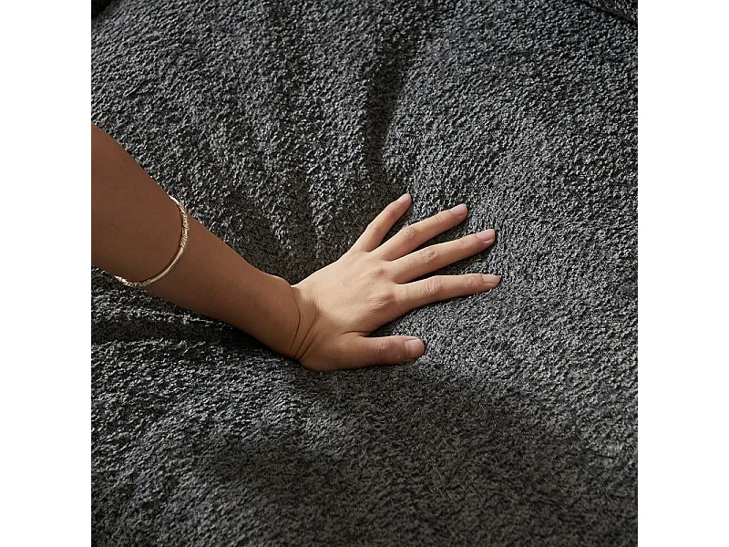 Canapé 3 places d'angle modulable, avec méridienne incurvé réversible, 3 oreillers et oreillers cervicaux, tissu chenille, Gris