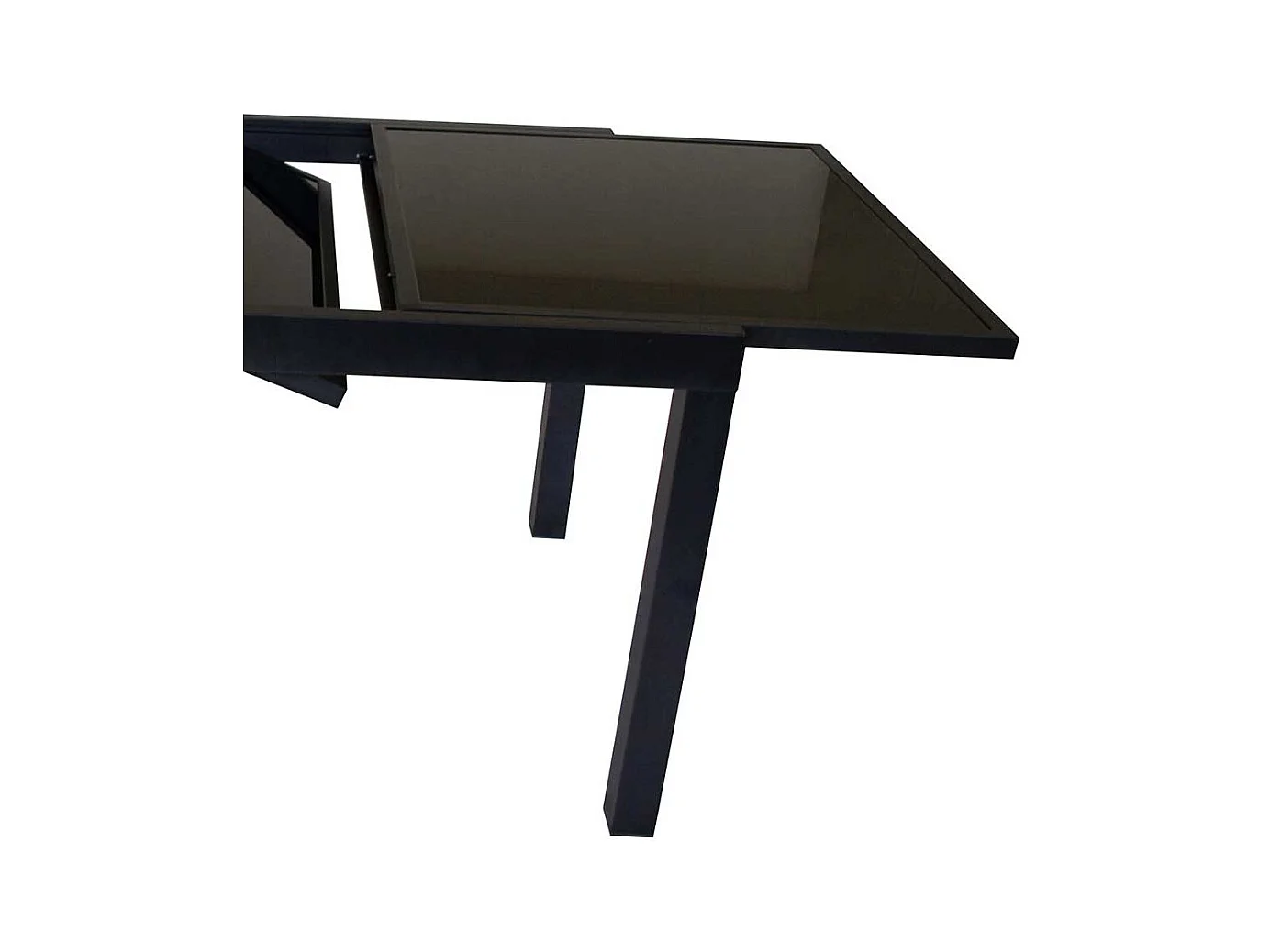 Ausziehtisch für Terrasse Schwarzglasplatte