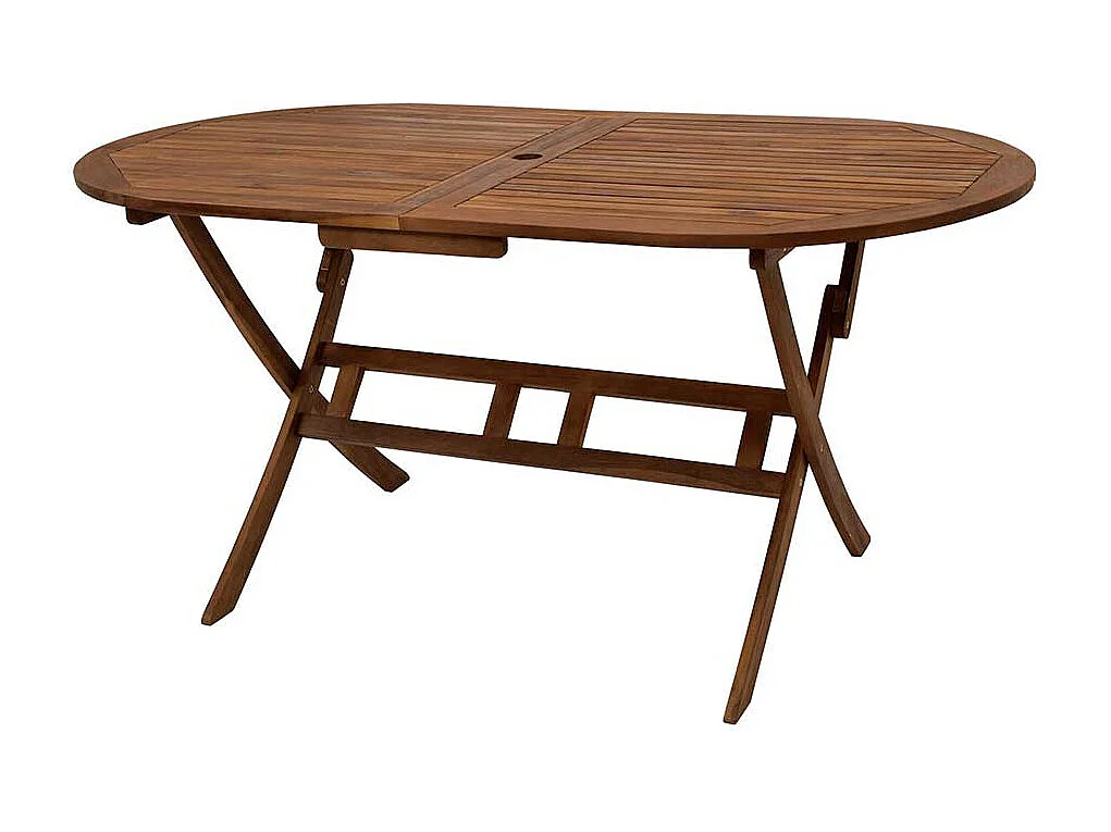 Ovaler Terrassentisch aus Akazie Massivholz klappbar