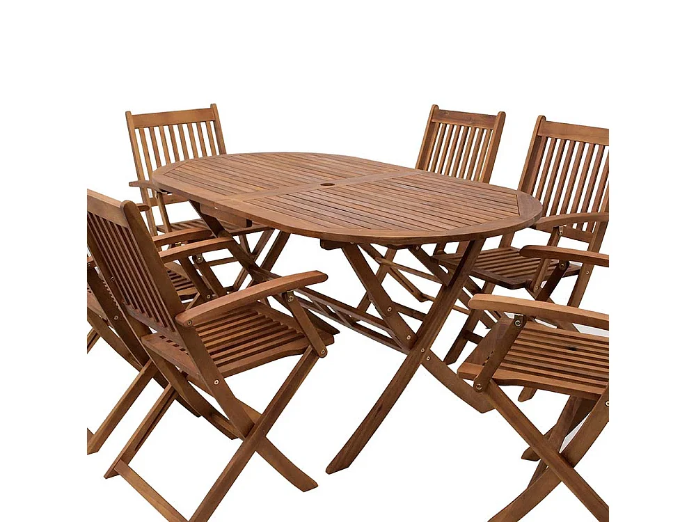 Ovaler Terrassentisch aus Akazie Massivholz klappbar