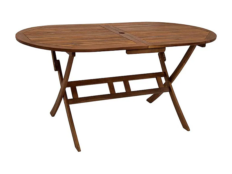 Ovaler Terrassentisch aus Akazie Massivholz klappbar