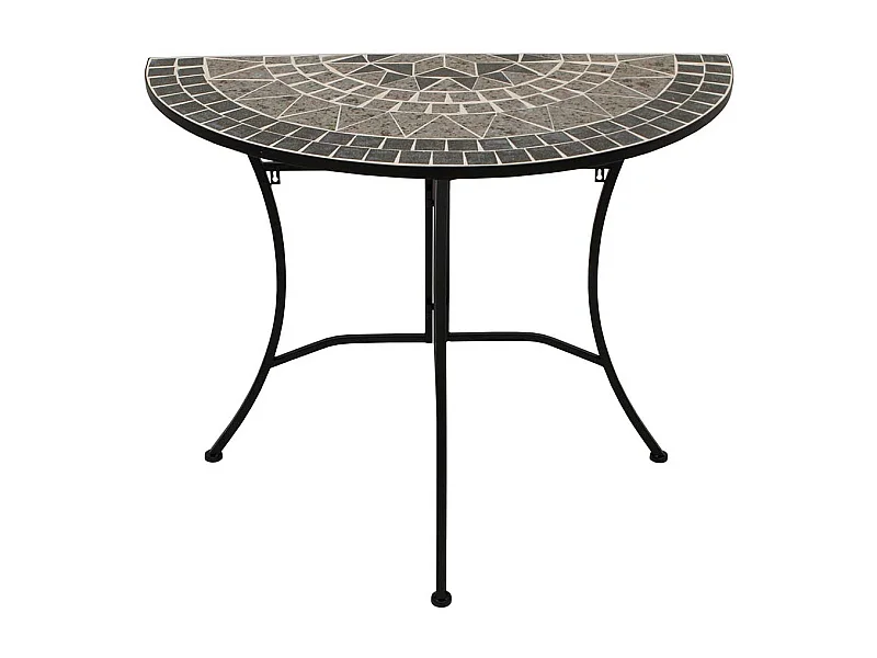 Halbrunder Balkon Wandtisch im Retrostil mit Mosaik Platte