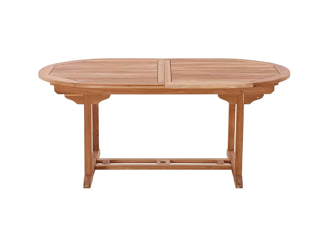Ovaler Terrassen Esstisch aus Teak Massivholz ausziehbar