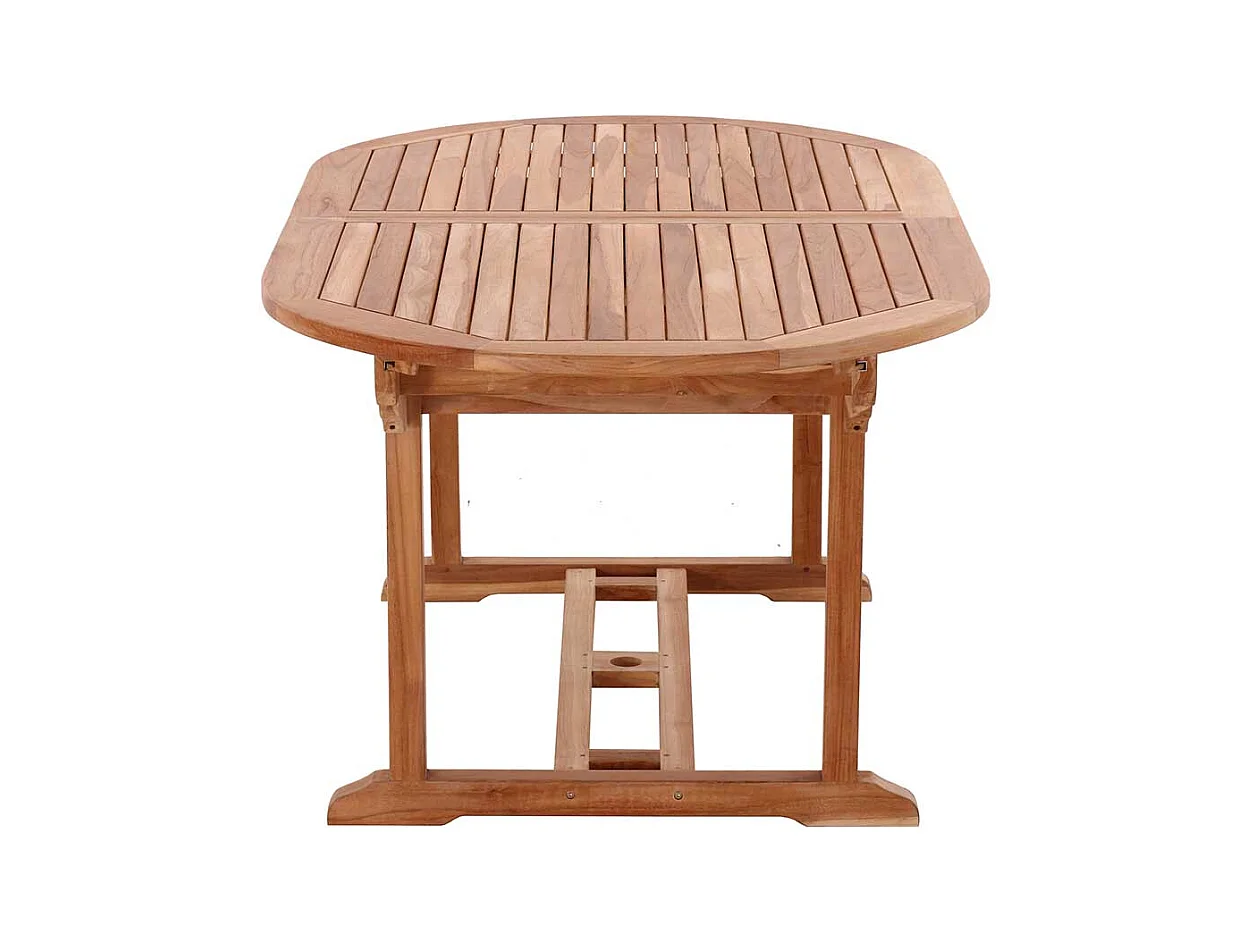 Ovaler Terrassen Esstisch aus Teak Massivholz ausziehbar