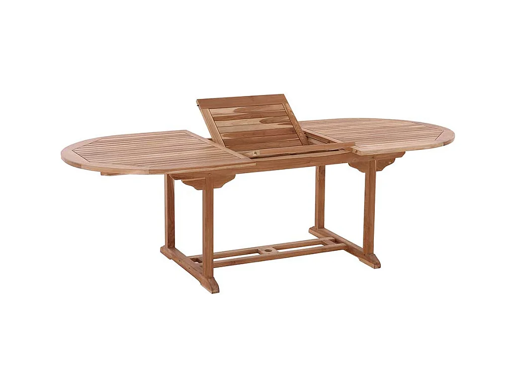Ovaler Terrassen Esstisch aus Teak Massivholz ausziehbar