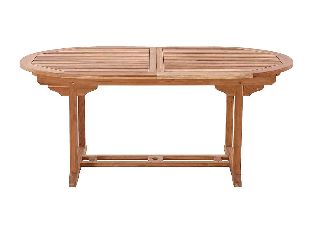 Ovaler Terrassen Esstisch aus Teak Massivholz ausziehbar