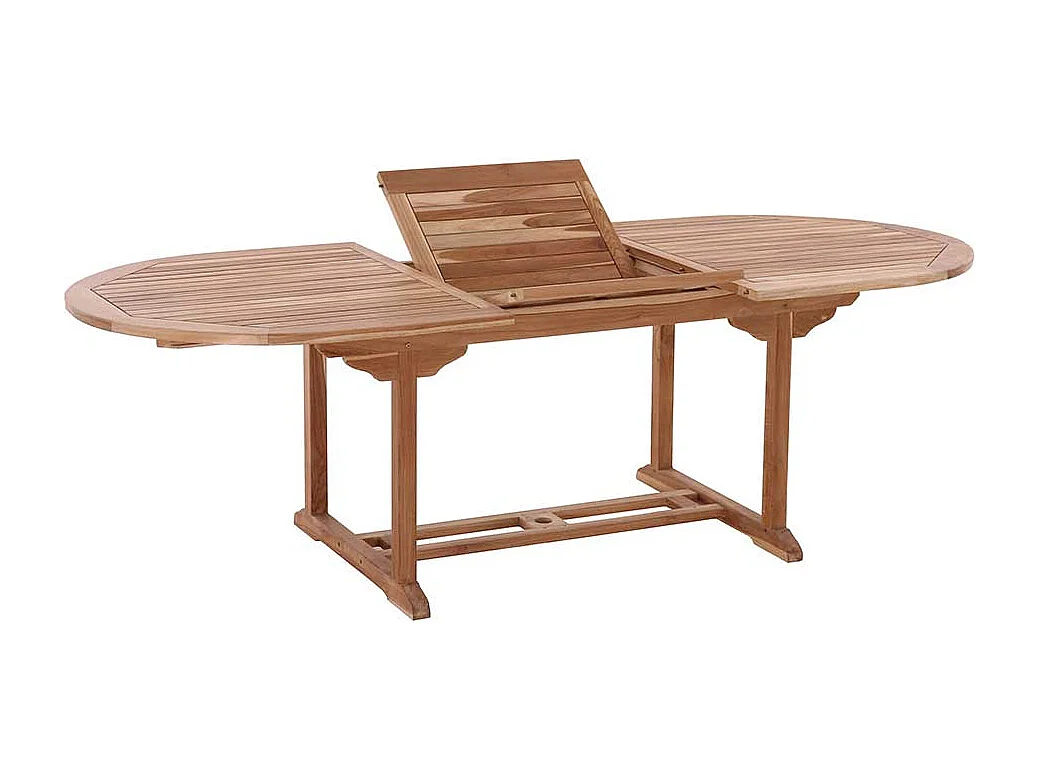 Ovaler Terrassen Esstisch aus Teak Massivholz ausziehbar