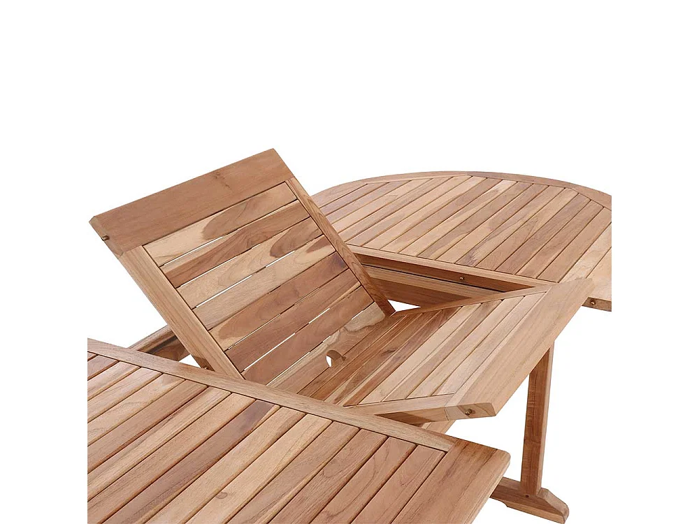 Ovaler Terrassen Esstisch aus Teak Massivholz ausziehbar