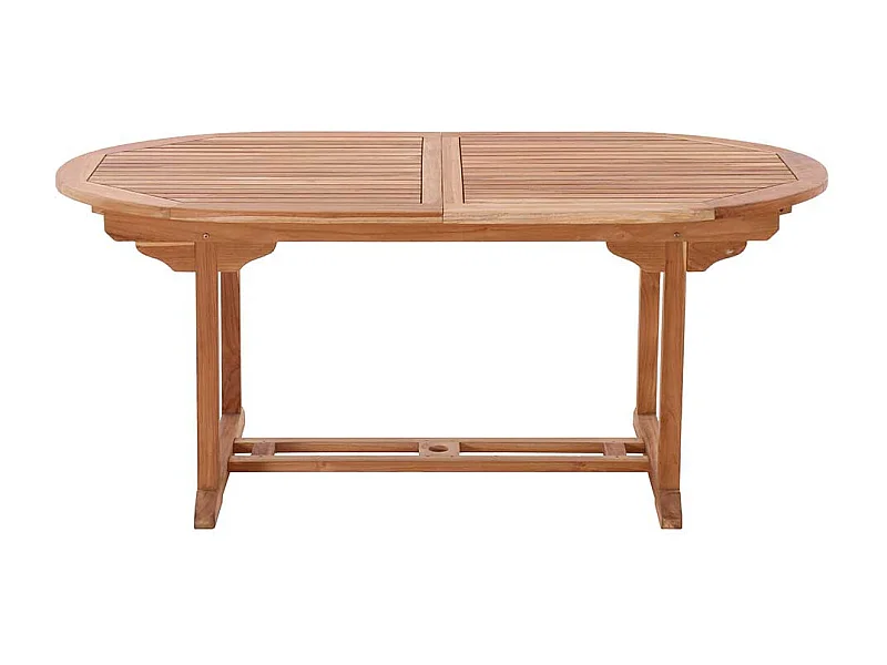 Ovaler Terrassen Esstisch aus Teak Massivholz ausziehbar