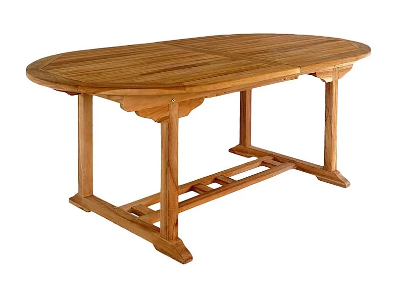 Terrassentisch aus Teak Massivholz ovaler Tischplatte