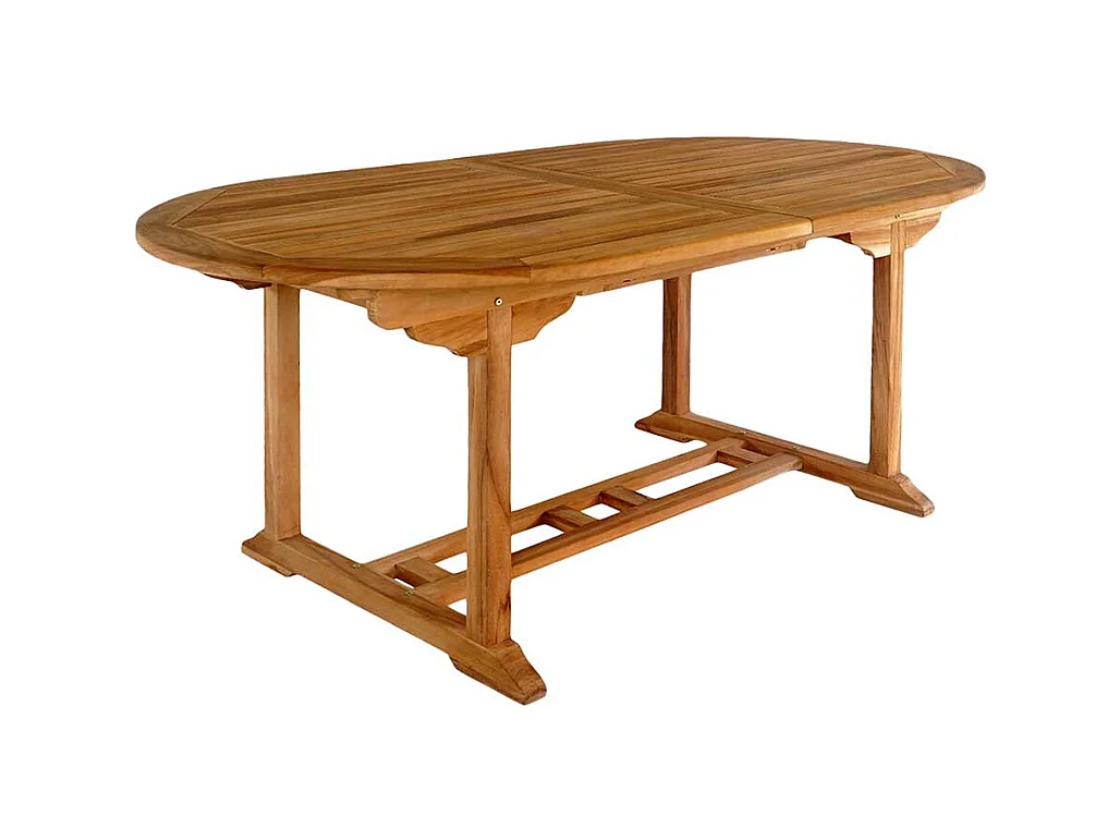 Terrassentisch aus Teak Massivholz ovaler Tischplatte