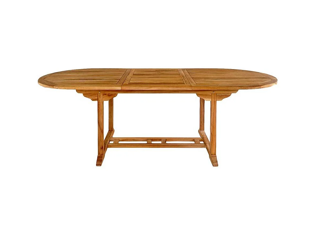 Terrassentisch aus Teak Massivholz ovaler Tischplatte