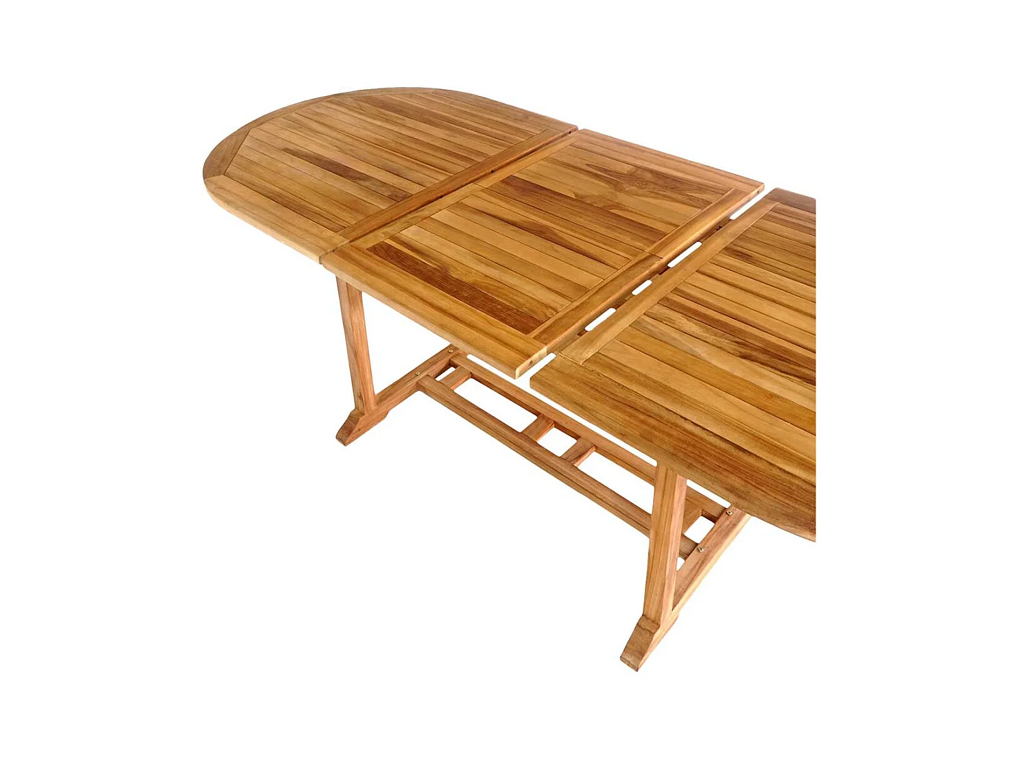 Terrassentisch aus Teak Massivholz ovaler Tischplatte