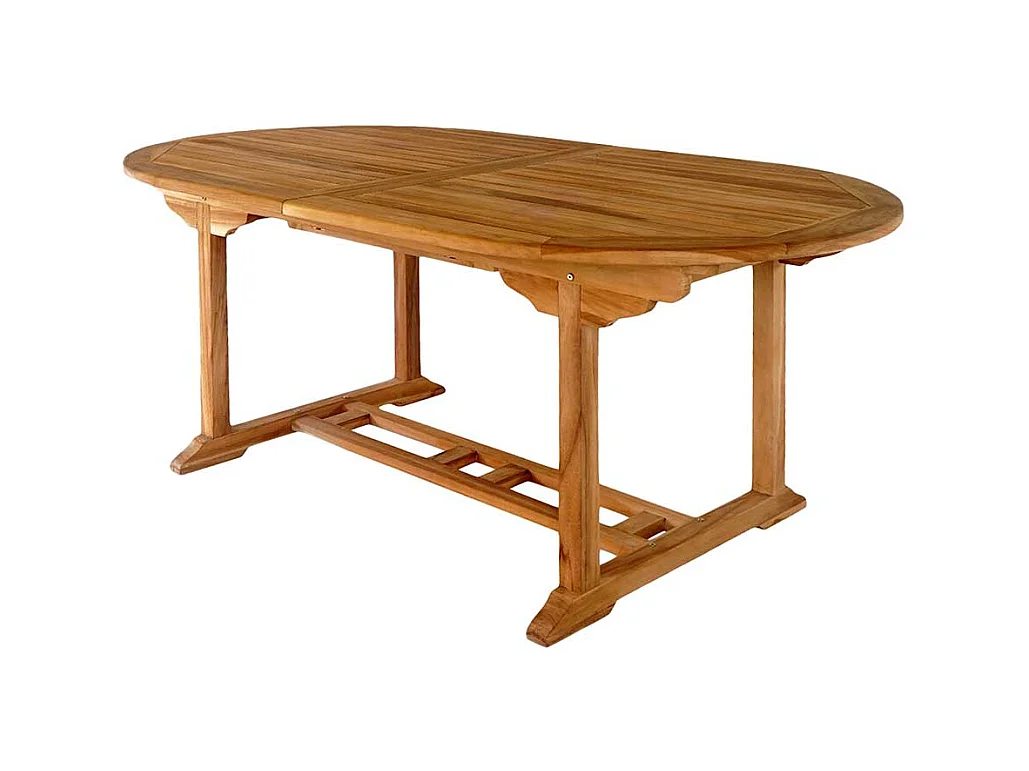 Terrassentisch aus Teak Massivholz ovaler Tischplatte