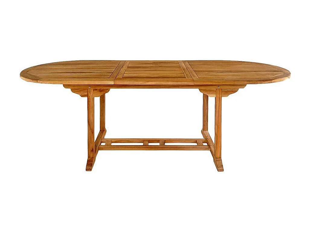 Terrassentisch aus Teak Massivholz ovaler Tischplatte