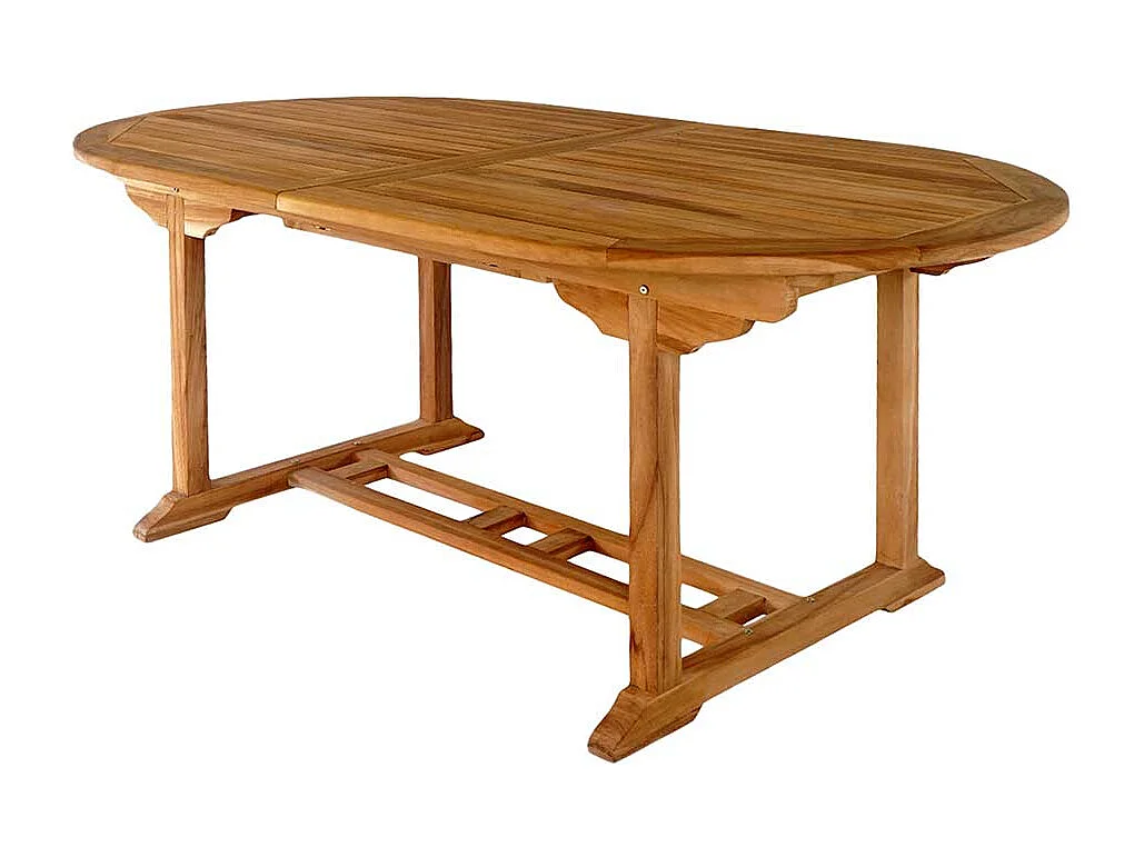 Terrassentisch aus Teak Massivholz ovaler Tischplatte