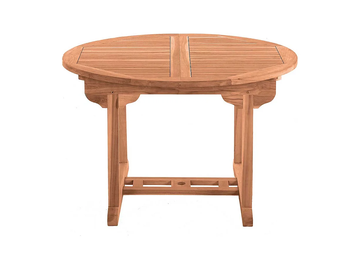 Ausziehbarer Gartentisch aus Teak Massivholz rund